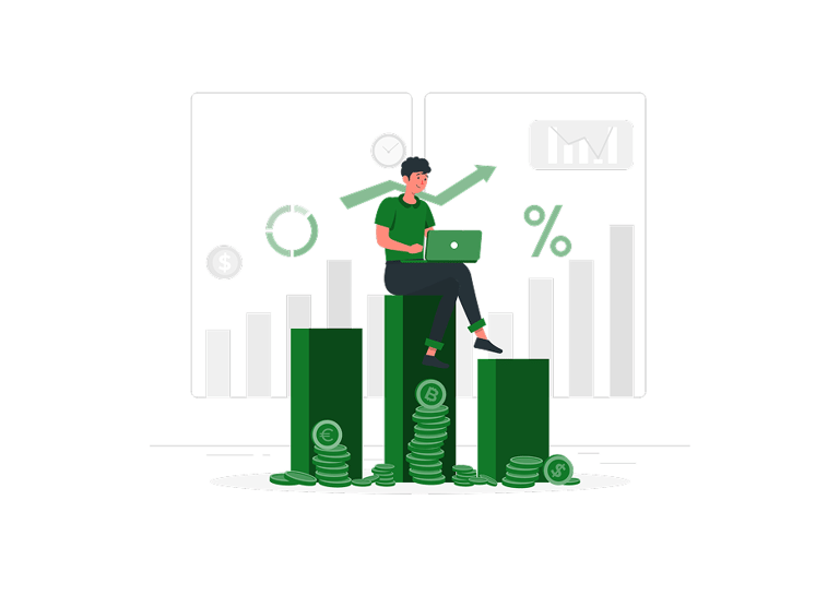 Wealth and asset management concept represented by investment growth illustration.
