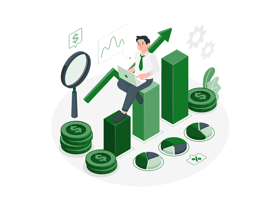 Fundamental investment strategy concept represented by financial analysis illustration.