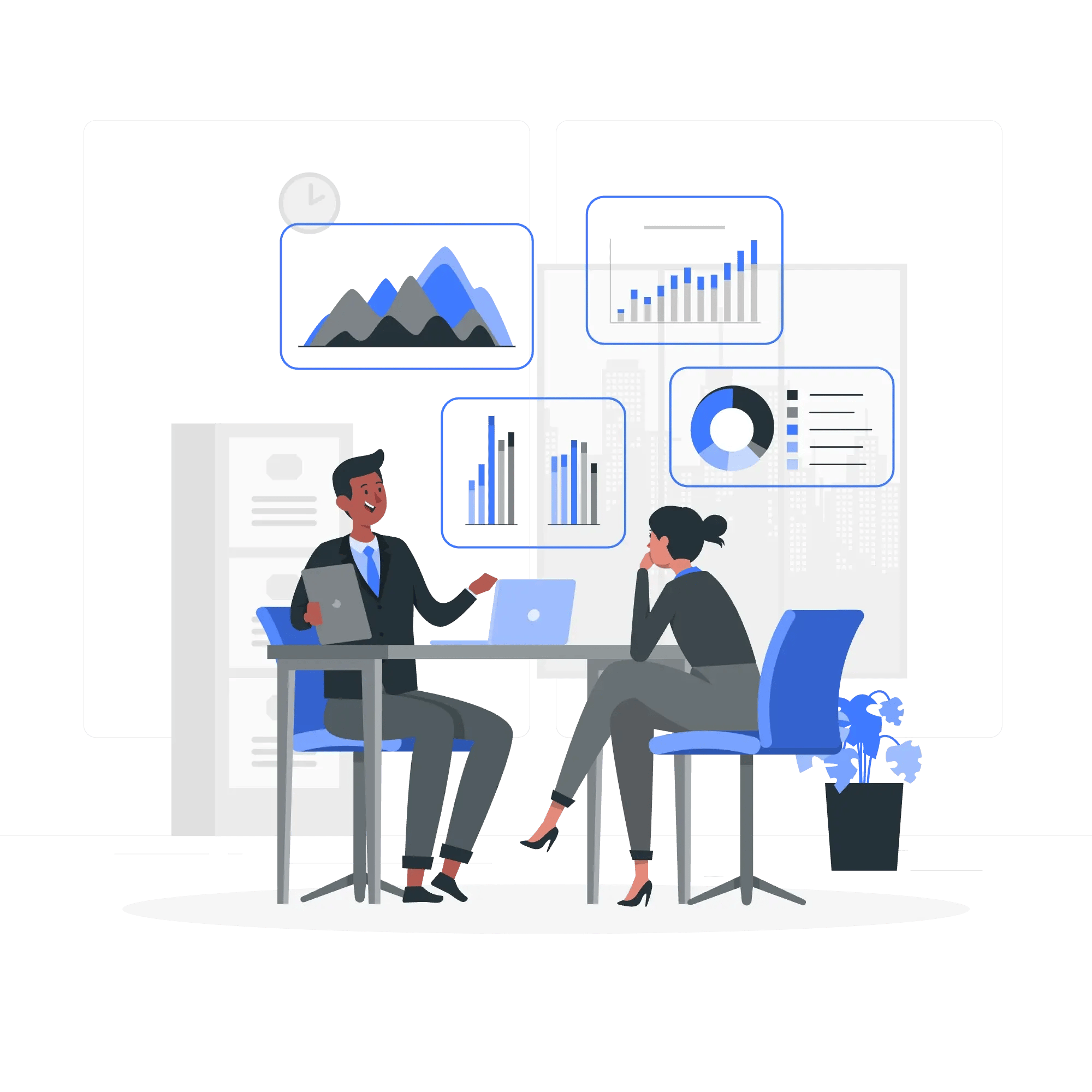 Strategic recruitment planning concept represented by business meeting illustration.