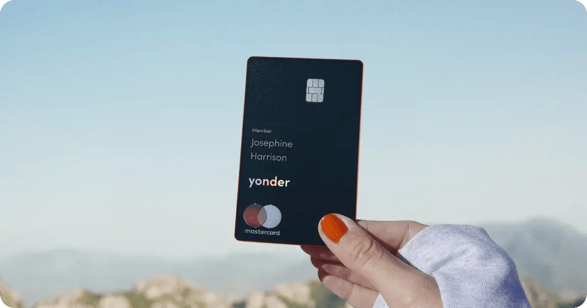 Yonder premium vertical credit card design featuring experience-led branding.